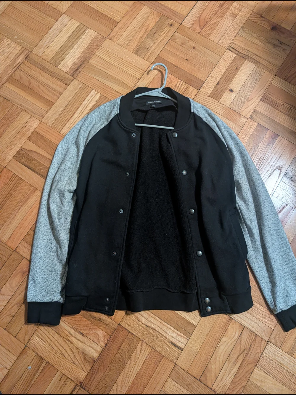 Banana Republic Black Bomber Jacket with Light Gray Sleeves